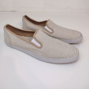 American Eagle women's white/tan striped Loafer's size (11)